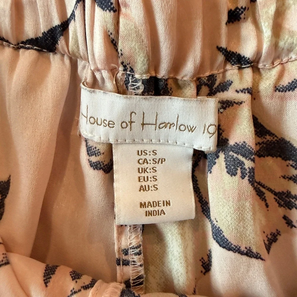 House Of Harlow Women's Pink Palm Leaves Pajama Shorts Set Size S